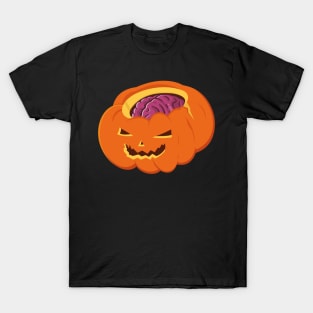 Spooky Jack O Lantern With Brain T-Shirt